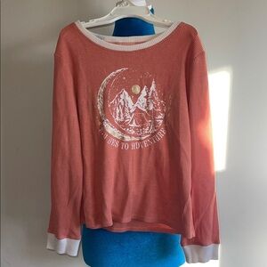 Kids Adventure Graphic Top - Coral orange